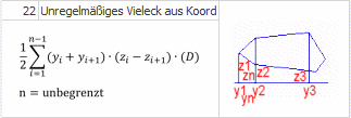 REB-23.003-Strassenbau - Formel 22 Flächenberechung aus Vieleck - Online Berechnungstool mexXsoft