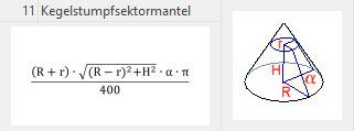 Kegelstumpfsektormantel - Formel 11 REB 23.003 - mexXsoft X2