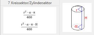 Kreissektor / Zylindersektor - Formel 7 REB 23.003 - mexXsoft X2