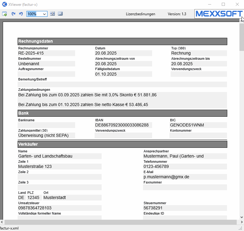 Der kostenlose X-Rechnungsbetracher XViewer vom mexXsoft